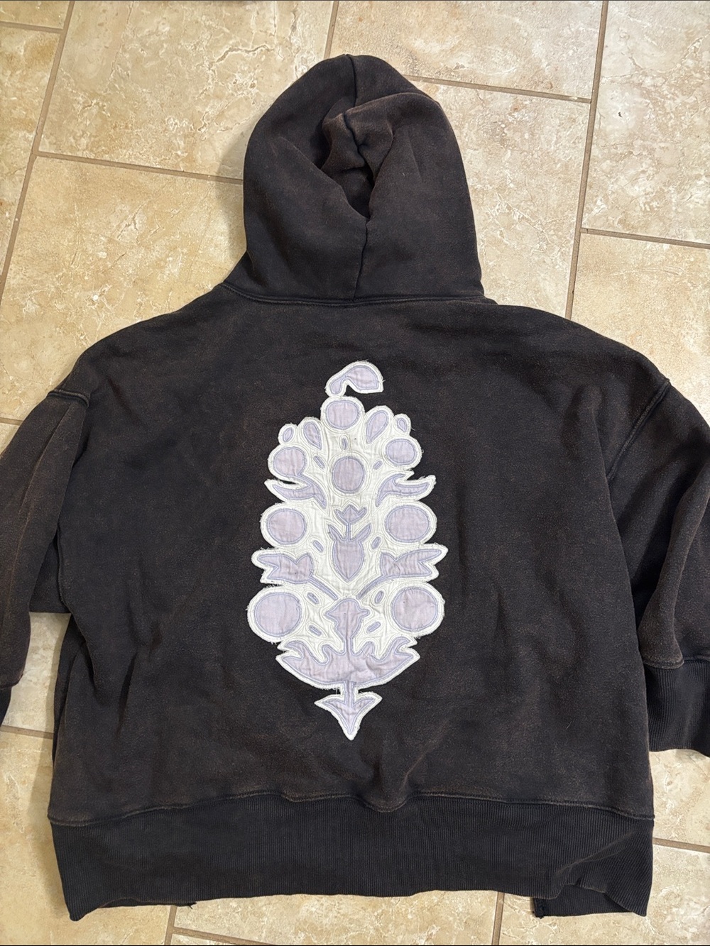Free People Movement Black Hoodie with Lavender Graphic Back